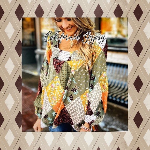 Patchwork Bohemian Chic Blouse - Picture 2 of 5